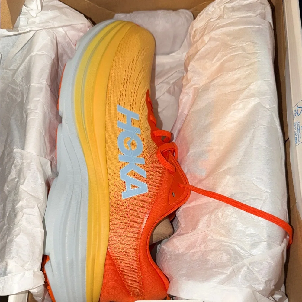 Hoka Orange and Yellow Gradient Running Shoe with White Logo - Picture 1 of 4